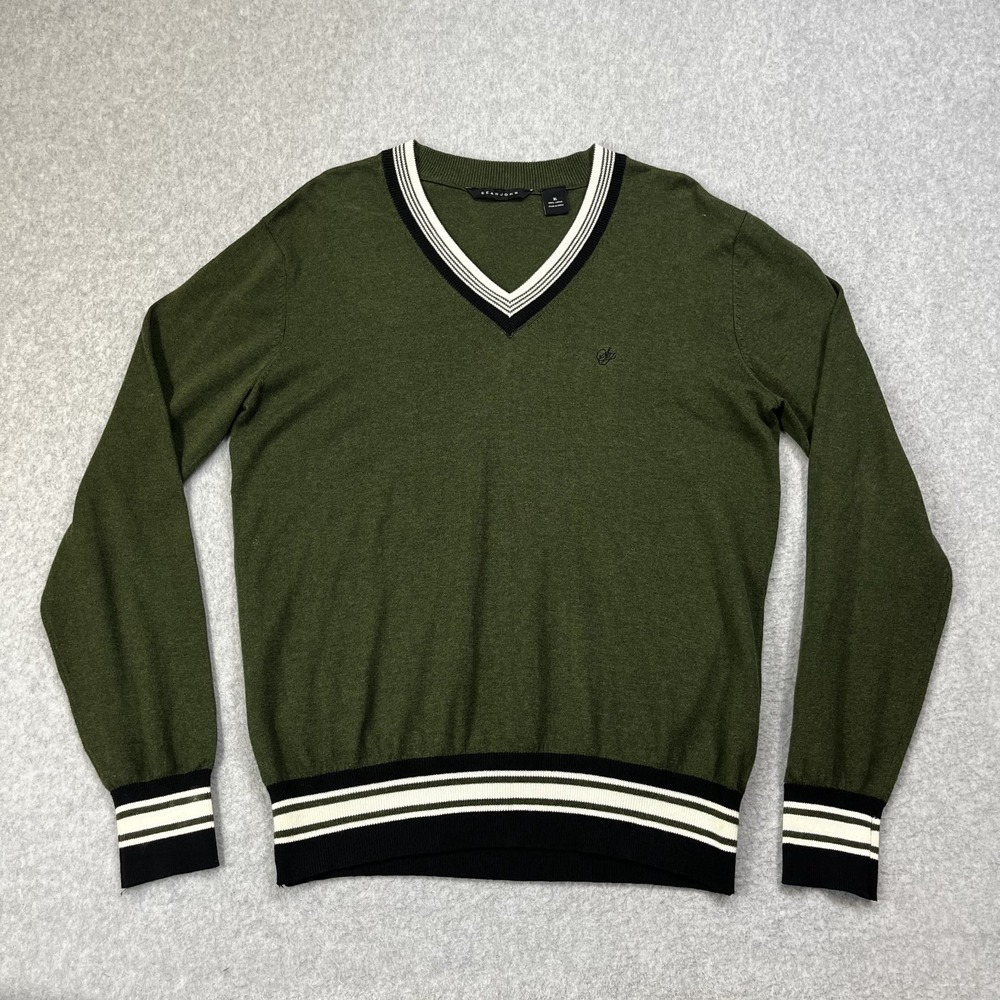 Sean John Sweater Womens XL V Neck Preppy College Cotton Ivy League Pullover